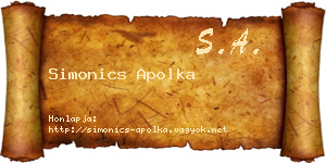 Simonics Apolka névjegykártya